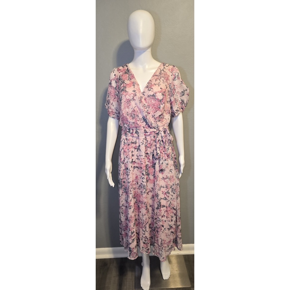 NWT DKNY Pink Floral Dainty Feminine Dress Mothers Day Whimsy Fairy Flowy Sz 14